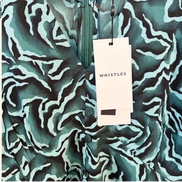 Whistles Asos Watercolour Zebra Print Dress Button Front V-neck Size 14 NEW - Picture 5 of 12